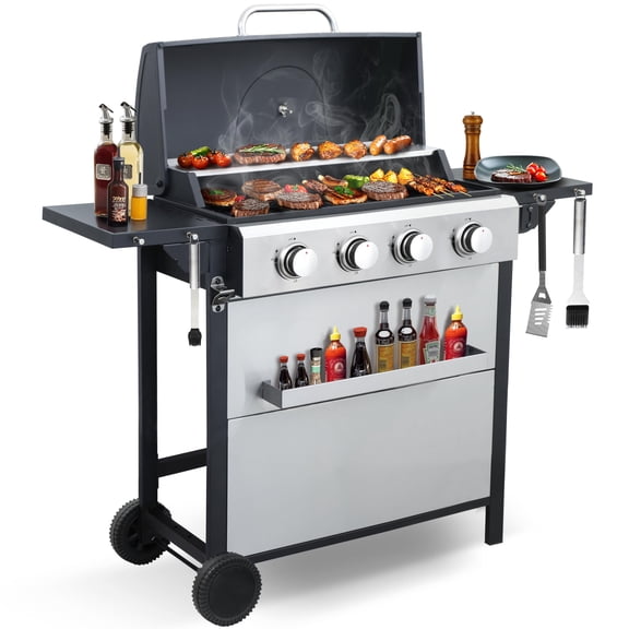 Parrilla a gas propano Cookit BBQ de 4 quemadores de acero inoxidable