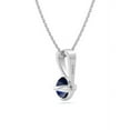 thumbnail image 3 of Natural Round Cut Blue Sapphire Pendant Solid Silver Chain Necklace Genuine Sapphire Gemstone Pendant, 3 of 4