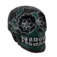 thumbnail image 1 of Small Dot Painted Wooden Decorated Sugar Skull Statue 4 Inch, 1 of 5