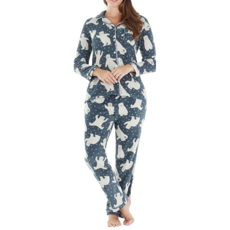 

Frankie & Johnny Women and Women s Plus Fleece Button-Down 2-Piece Pajama Set