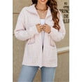 thumbnail image 2 of Textured Knit Collared Zip-Up Long Sleeve Classic Jacket for Women Pink Large, 2 of 5