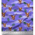 thumbnail image 1 of Soimoi Velvet Fabric Leaves & Dinosaur Jungle Print Sewing Fabric Yard 58 Inch Wide, 1 of 1