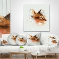 thumbnail image 4 of Designart Lovely Brown Cat Watercolor Sketch - Animal Throw Pillow - 16x16, 4 of 5