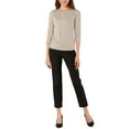 thumbnail image 2 of INSPIRE CHIC Women's Work 3/4 Sleeve Boat Neck Houndstooth Blouse Tops, 2 of 6
