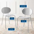 thumbnail image 5 of Side Dining Chair, Set of 2, Plastic, Metal Steel, Grey Gray, Modern Contemporary Urban Design, Kitchen Room Cafe Bistro Restaurant Hospitality, 5 of 10