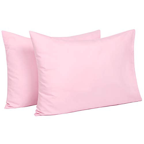 14x20- Fits Pillows Sized 12x16 TILLYOU Toddler Travel Pillowcases Set of 2 100% Silky Soft Microfiber Envelope Closure Machine Washable Kids Pillow Cases Pale Gray & Lt Pink 13x18 or 14x19