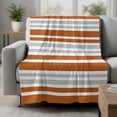 thumbnail image 2 of Orange Stripes Blanket Soft Cozy Warm Throw Blanket for Couch, Plush Fuzzy Flannel Fleece Blankets for Sofa, Modern Minimalist Horizontal Ombre Lines Bed Blankets Lightweight Gifts for Women, 32"x48", 2 of 9