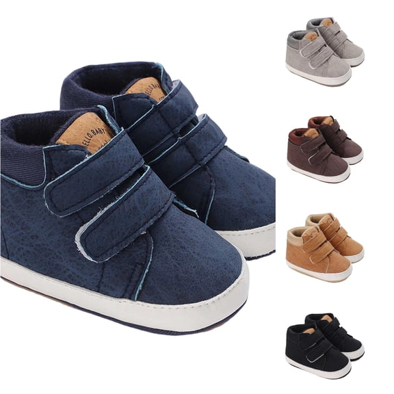 Krdevn Plush Lined Cotton Shoes, Non Soft Sole Warm Winter Baby Boots for 0-12 Months Toddlers,Dark Blue