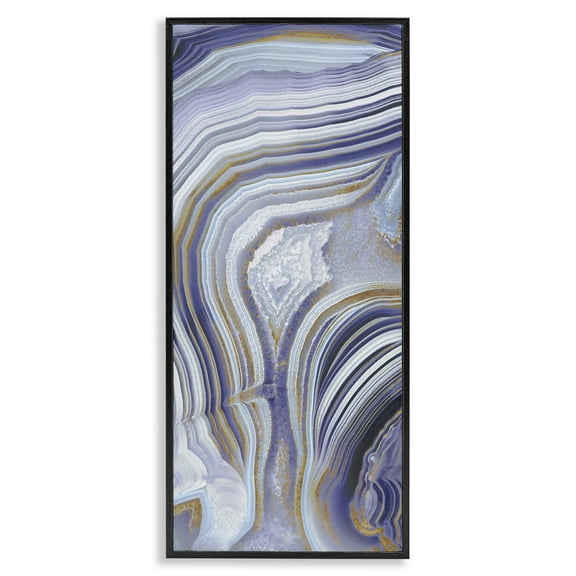 Stupell Industries Agate Crystal Pattern Abstract Design Abstract Painting Black Framed Art Print Wall Art, 10 x 24