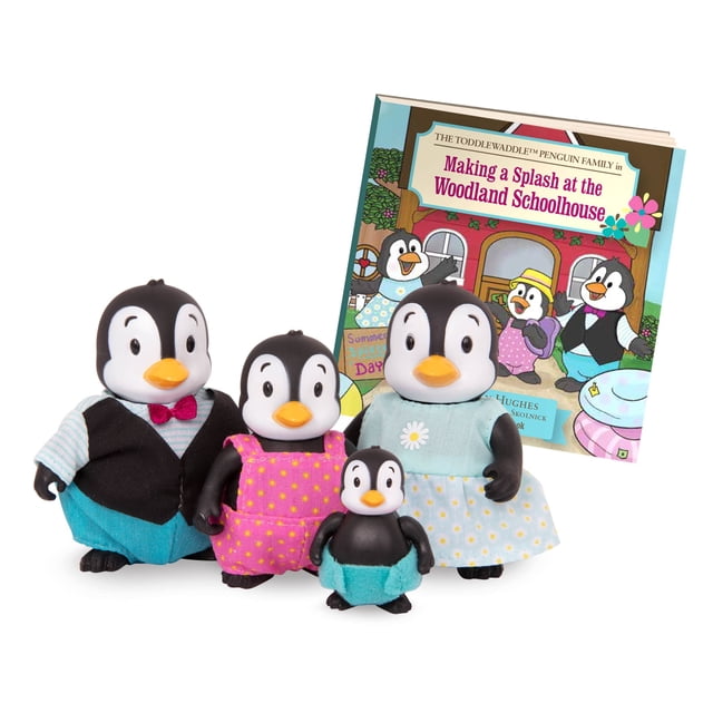 Li'L Woodzeez - Adorable juego de figuras de animales con cabaña y escuela en miniatura, incluye muebles y libro de cuentos que fomenta el juego imaginativo, juguetes coleccionables para niños mayores