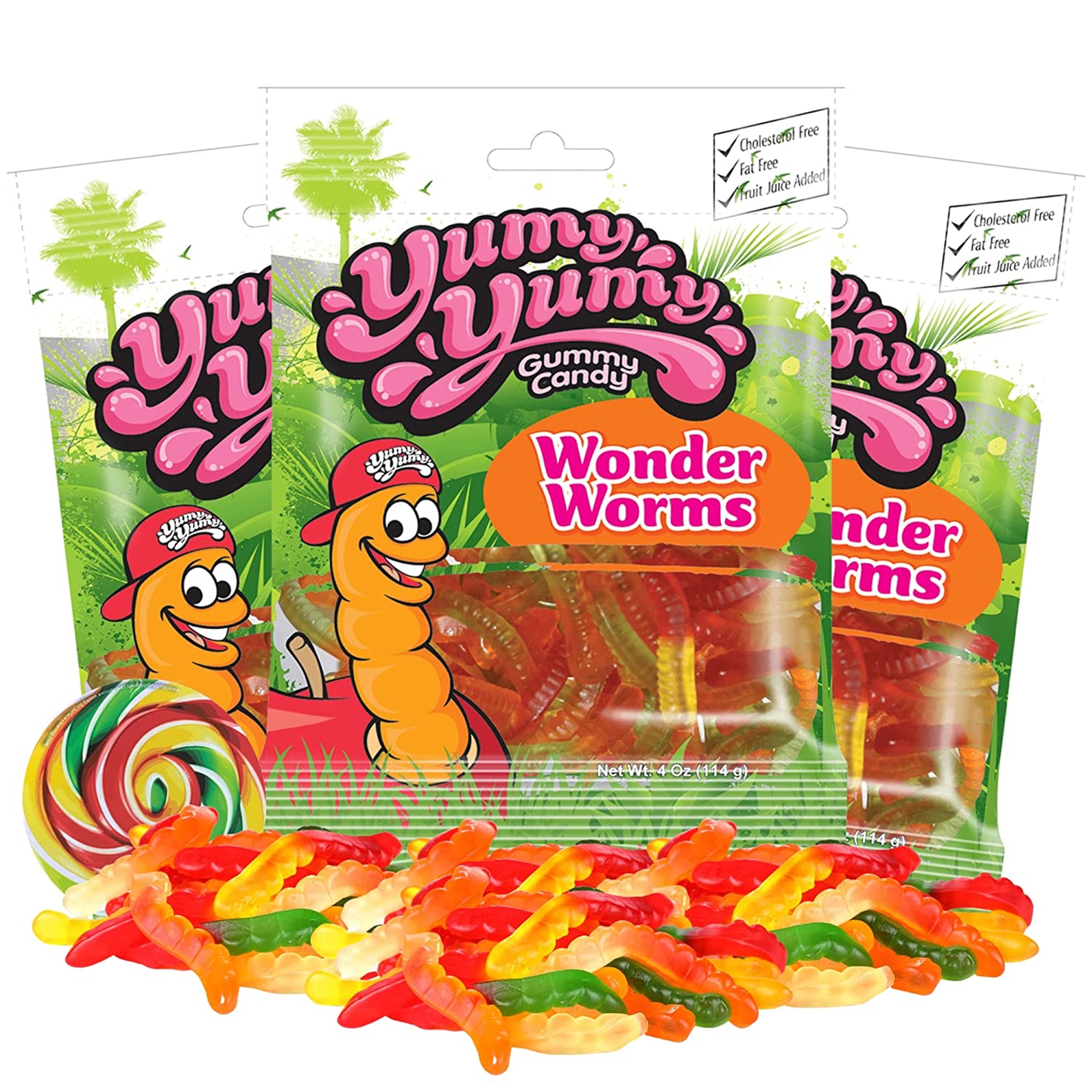 Gummy Wonder Worms Candy, Shareable Bags, Pack of 3, 4 Ounces Per Bag