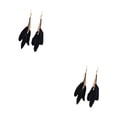 thumbnail image 1 of Qarigey 2 uds pendientes cadena pluma bohemio borla pendiente largo Retro accesorios de joyería elegante para mujeres niñas negro Negro 2piezas, 1 of 6