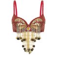 thumbnail image 3 of Traje indio de Bellywood Rave para mujer, correas ajustables, lentejuelas brillantes, sujetador con aros, borlas de cuentas de plástico, Tops para danza del vientre, 3 of 5