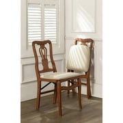 Stakmore Chippendale Hardwood Folding Chair in Light Cherry with Blush Upholstery (2 Pack)