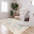 thumbnail image 3 of Lahome 8'x10' Washable Area Rug for Living Room with Non Slip Backing,Traditional Boho Rug,Low Pile Lightweight Carpet,Floral Print Mat,Better Home,Washable Machine for Bedroom,Pink, 3 of 18