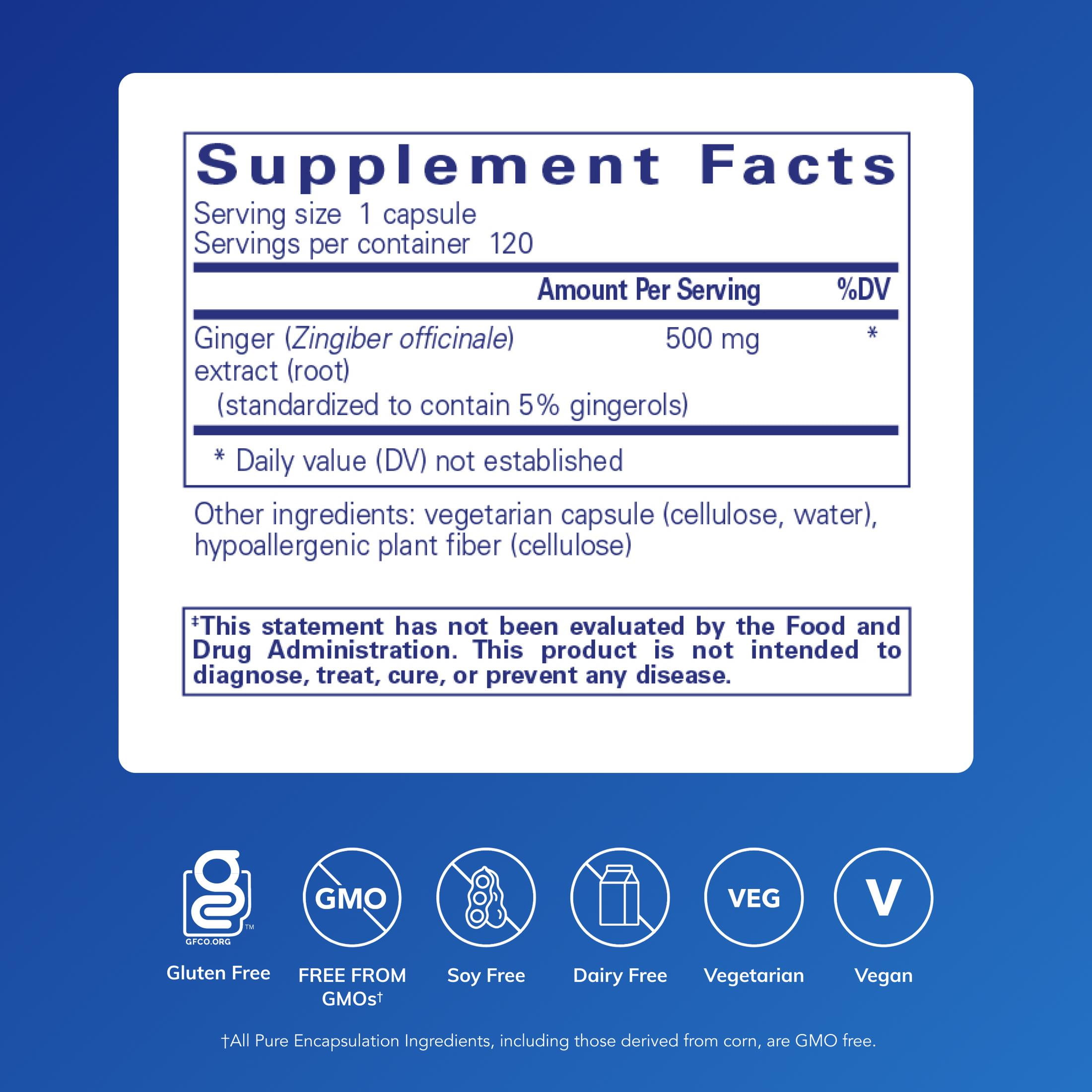 Pure Encapsulations Ginger Extract | Supplement to Support the Digestive, Musculoskeletal, and Cardiovascular Systems* | 120 Capsules