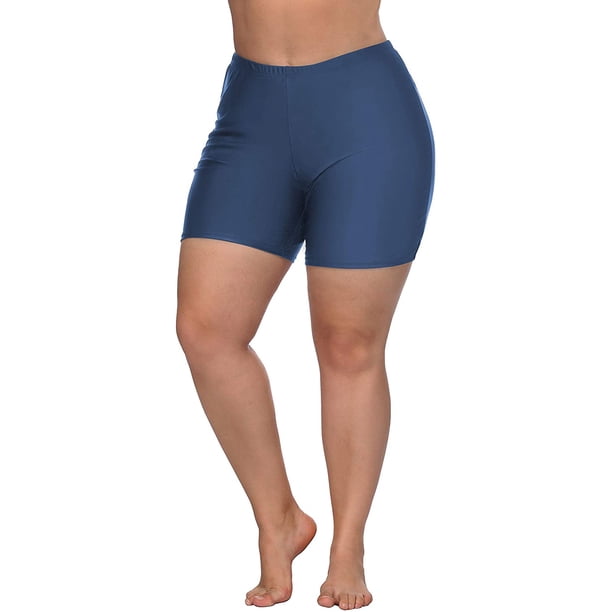 Womens Plus Size Swim Shorts High Waisted Swimsuit Shorts Boyleg Swim