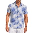 thumbnail image 2 of QHRMKOG Short Sleeve Shirts for Men Loose Fit Tropical Print Hawaiian Shirt Breathable Holiday Button Down Beach Shirt Summer Fashion Shirt White M, 2 of 6
