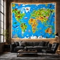 thumbnail image 6 of World Bright Representing with Ocean Continents Depicted, Adventurous Vintage for Nautical Decor Lovers, Wall Decor, Easter Gift, Tapestry Wall Hanging for Dorm and Living Room, 6 of 7