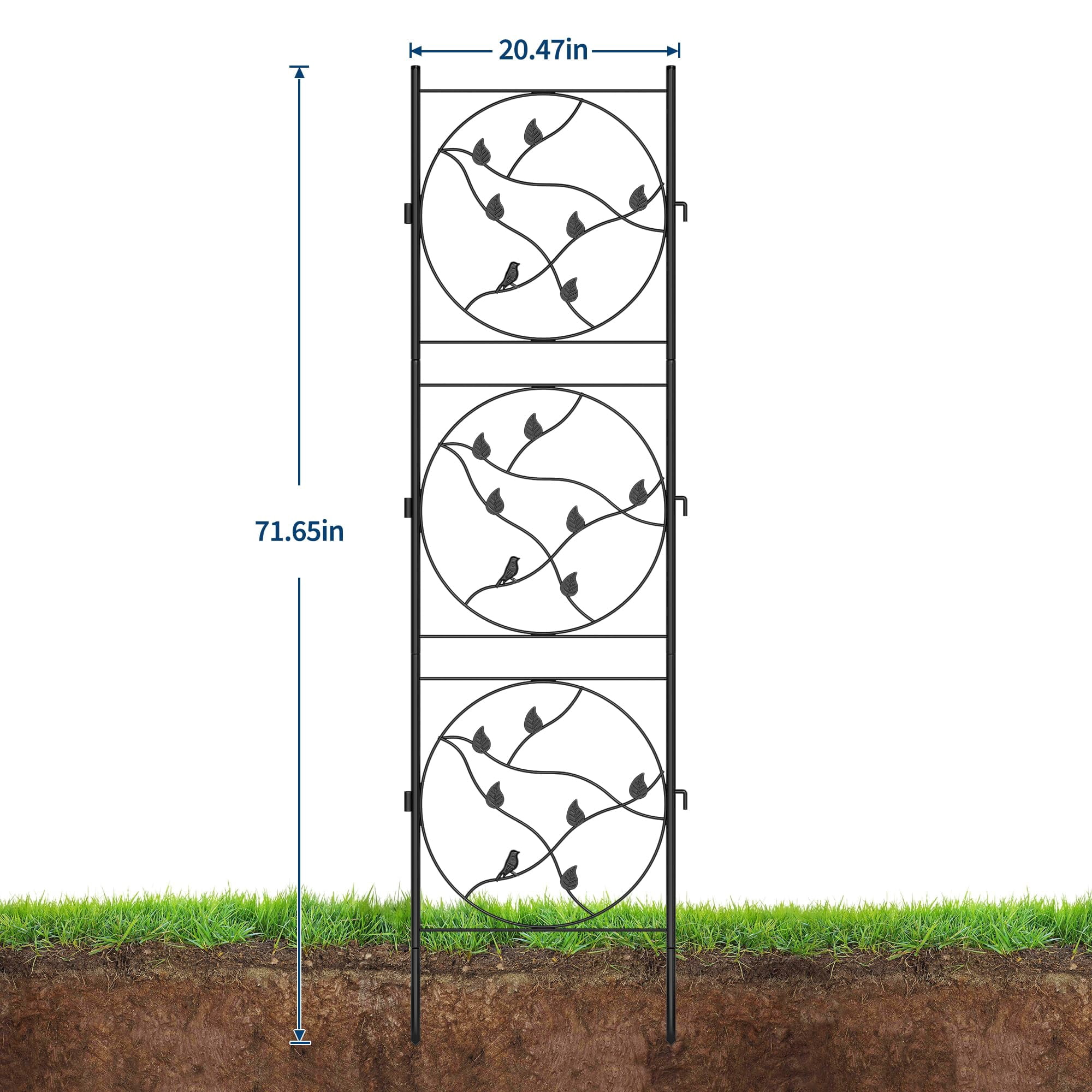 2 Pack Panels No Dig Dog Fence Outdoor - 66.9 in Tall Rustproof Animal Barrier with Gate, Decorative Garden Fence Panels for Yard Border, Patio（66.9 x 19.48 inch）