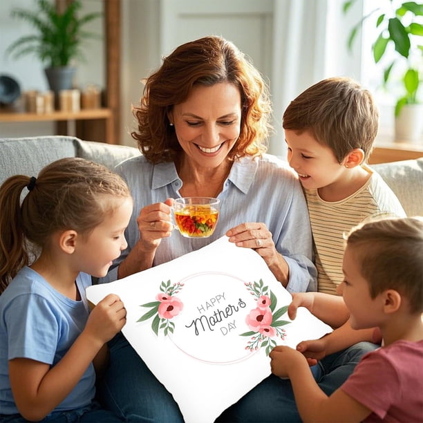 Xihbxyly Funda de Almohada para El Día de La Madre, Diseño Elegante, Suave Poliéster, Ideal para El Hogar y La Oficina, Regalo Especial para Mamá, Lavable a Máquina.