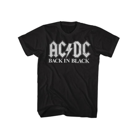 AC/DC Hard Rock Band Music Group Back In Black Album In White Adult T-Shirt (Best Hard Rock Bands Of The 70s)