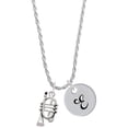 thumbnail image 1 of Delight Jewelry Silvertone Cornet Silvertone Script Initial Disc - E - Charm Necklace, 20"+3", 1 of 4