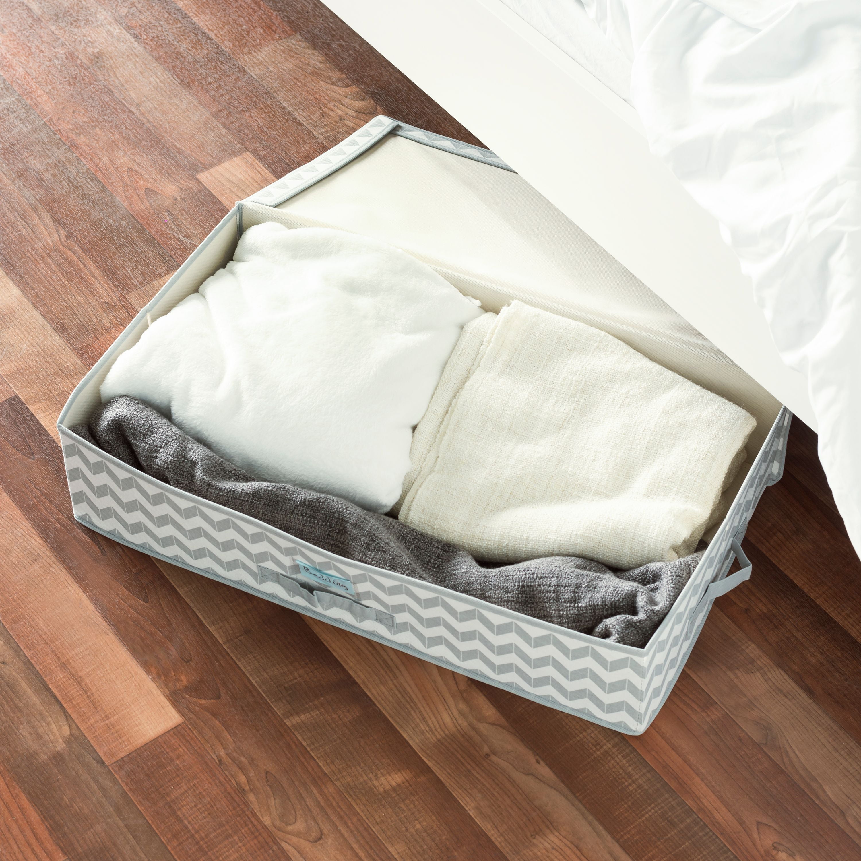 Home Basics 1.79 Gallon Fabric Storage Box with Label Window, Gray and