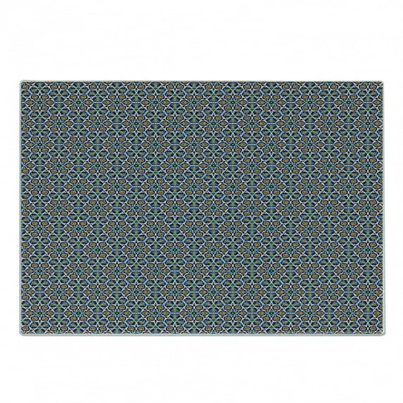 Floral Cutting Board, Oriental Composition with Blooming Flowers Middle Eastern Folklore Illustration, Decorative Tempered Glass Cutting and Serving Board, Small Size, Multicolor, by Ambesonne