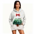 thumbnail image 4 of Hoodies for Women Oversized Winter Plush Cute Sweatshirts Pullover Trendy Fall Winter Clothes with Christmas Print for Comfortable Seasonal Wear,White,S, 4 of 6