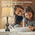 thumbnail image 6 of 2 Set 27.5 Inch Tall Coastal Table Lamps Set For Living Room With 2 Dimmable LED Bulbs, Touch Control 3 Way Dimmable Bedside Lamp, 9W Bright, USB + Type C Charging Ports, Natural Linen Shade, 6 of 10