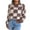 Coffee, variant on IROINNID Womens Sweater Round Neckline Pullover Sweater Plaid Casual Short Length Long Sleeve Autumn and Winter Check Sweater Tops