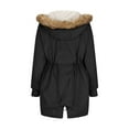 thumbnail image 4 of HAPIMO Women'S Warm Jacket Thickened Winter Coat with Faux Fur Hood Casual Loose Zip Up Hooded Long Jackets Black L, 4 of 5
