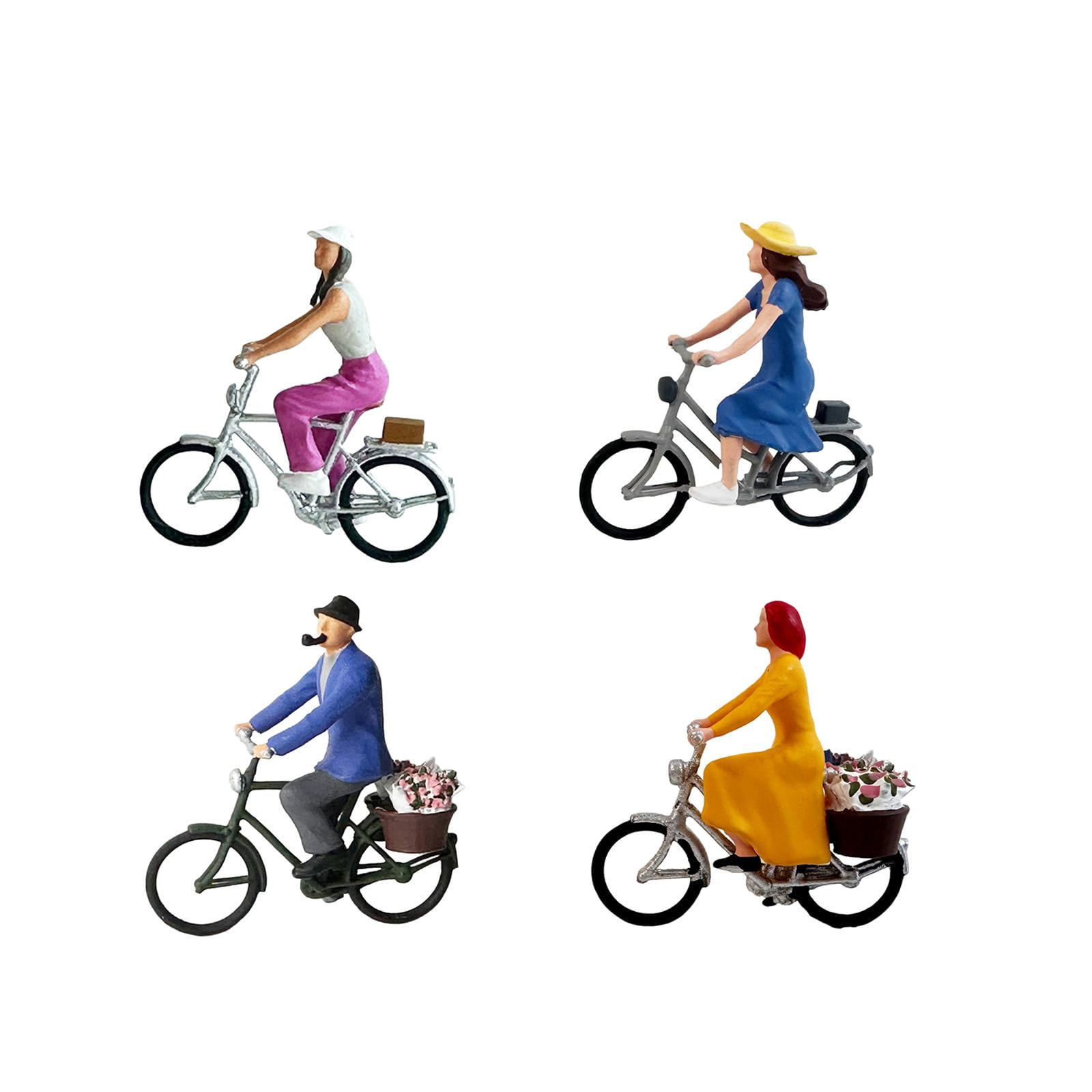 LeeQinersw 4 Pieces 1/64 Cyclist Figure Set Desktop Decoration Detailed Cycler Figurine