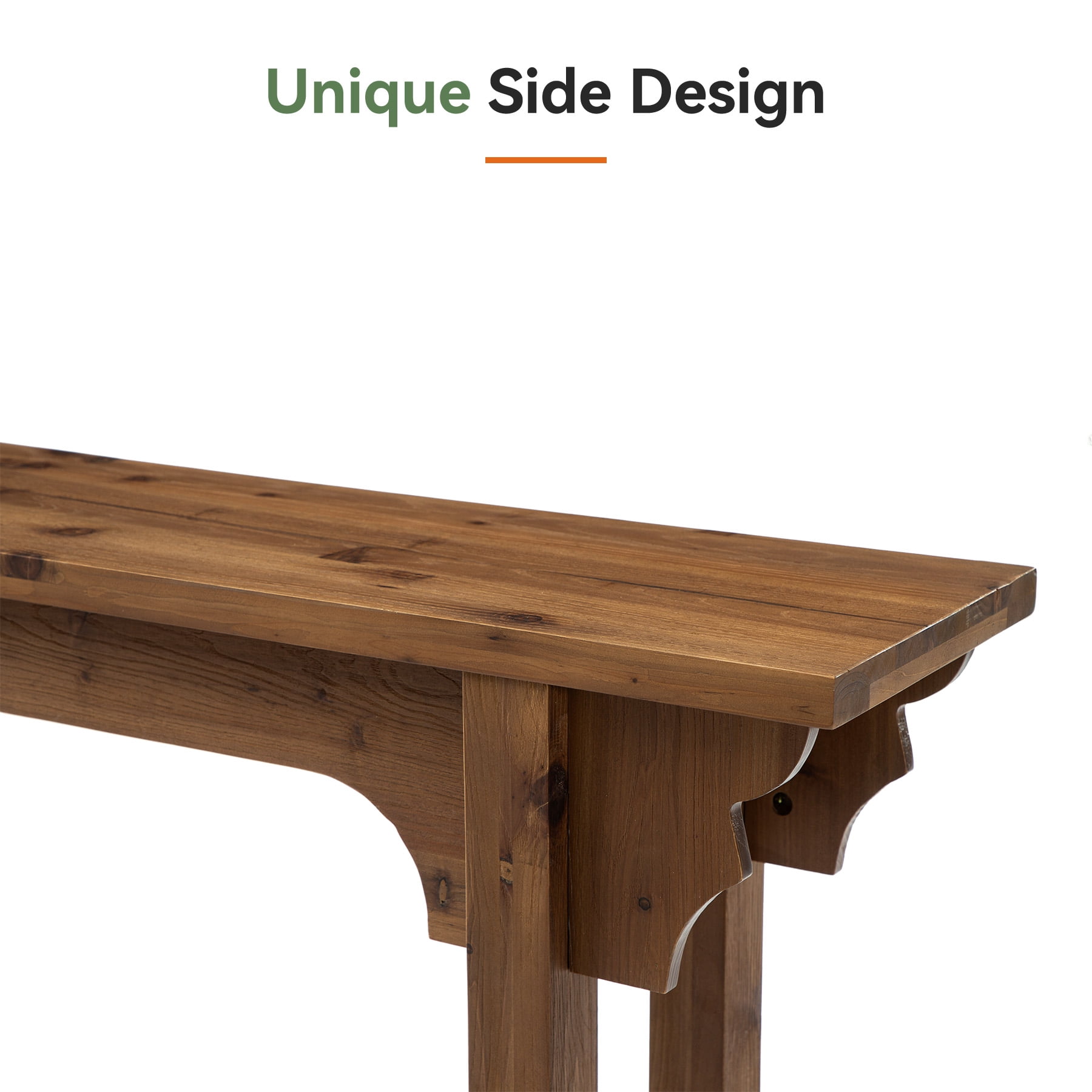 Finmind 63" Solid Wood Entryway Table, Mid-Century Modern Console Table for Living Room, Entrance, Hallway & Foyer