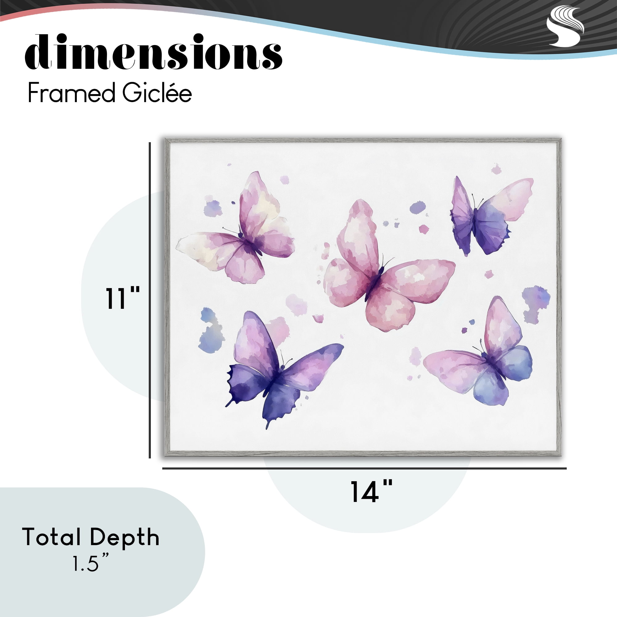 Stupell Industries Blue and Pink Butterflies Gray Framed Giclee Art, design by Creative Studio