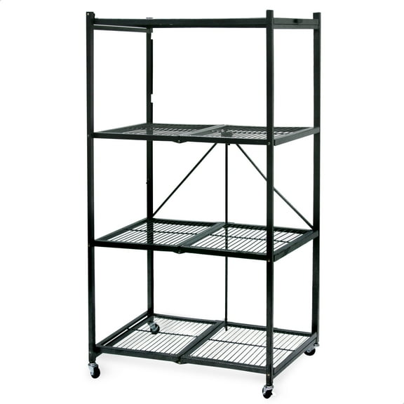 Origami 2-Pack R5 Series Heavy-Duty 4-Tier Foldable Steel Shelf, Pewter