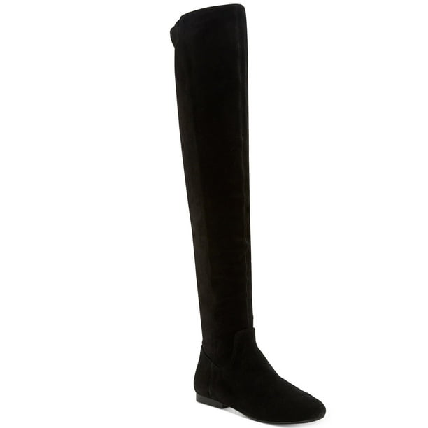 tall black suede boots flat