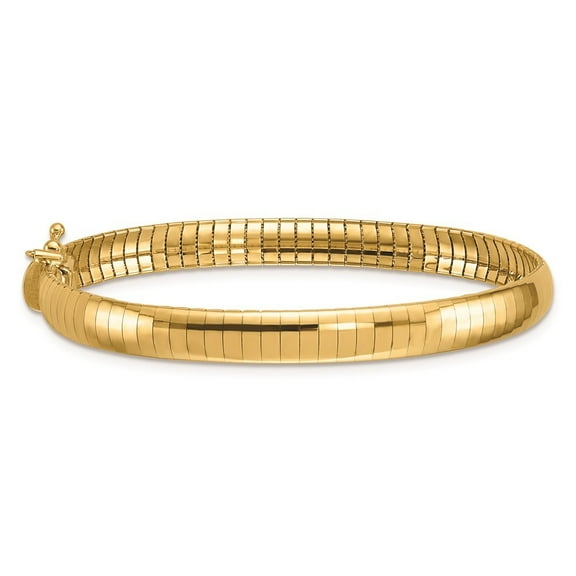 Diamond2Deal 14K Yellow Gold Polished 6mm Solid Domed Omega Bracelet for Women 7.5"