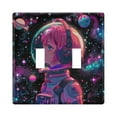 3 Gang Light Switch Cover Plate Astronaut Girl in Space Wall Plate