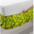 thumbnail image 2 of Exotic Bed Skirt, Natural Theme Tropical Plants Along Leaves and Flowers Images on Yellow Background, Elastic Bedskirt Dust Ruffle Wrap Around for Bedding Decor, 4 Sizes, Multicolor, by Ambesonne, 2 of 2