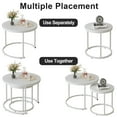 thumbnail image 4 of Nesting Coffee Table Round Side Table Set of 2 End Tables for Living Room Bedroom Balcony,White Wooden Stacking Accent Coffee Tables with Metal Frame, 4 of 8