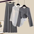 thumbnail image 4 of Traje de moda de otoño, estilo Hong Kong, suéter, camisa, pantalones anchos, celebridad de Internet, tres piezas, invierno, 4 of 6