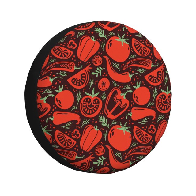 Balery Tomatoes And Chili Cubiertas para Neumáticos - Protector Resistente para Neumáticos de Camioneta, SUV, Remolque, Camper y RV-14 inch