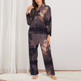 thumbnail image 2 of Pajama Sets for Women 2 Pcs, Dinosaur Moonlit Forest Button Down Long Sleeve Sleepwear Lounge PJ Sets, 2 of 6