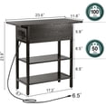 thumbnail image 3 of End Table with Charging Station, Flip Top Side Table with USB Ports and Outlets, Sofa Couch Table Bedside Table for Living Room Bedroom, Narrow Nightstand with Storage Shelves for Small Space, 3 of 14