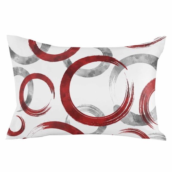 Outdoor Waterproof Throw Pillow Covers Set of 2 Red Circles Decorative Pillowcases Lumbar Outdoor Pillows Cushion Case 20x12 Inch Geometric Abstract Twisted Lines Patio Pillows for Couch Sofa Bed