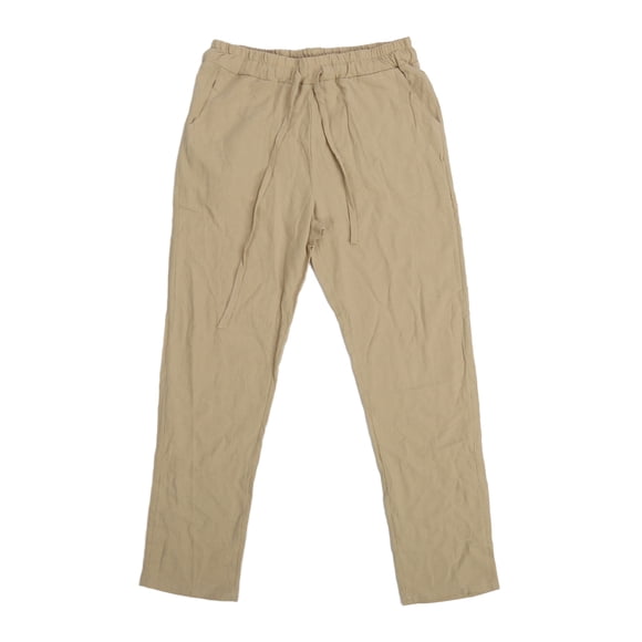 Pantalones casuales Nikou para hombre cintura elástica cierre de cordón color albaricoque L