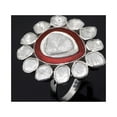 thumbnail image 3 of 1.75 CTW Natural Diamond Polki Red Enamel Mother's Day Gift Cocktail Ring 925 Silver Jewelry, 3 of 4