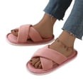 thumbnail image 5 of uublik House Fuzzy Slippers for Women Open Toe Memory Foam House Shoes Indoor Outdoor Non Slip House Slides, Pink, 5 of 7